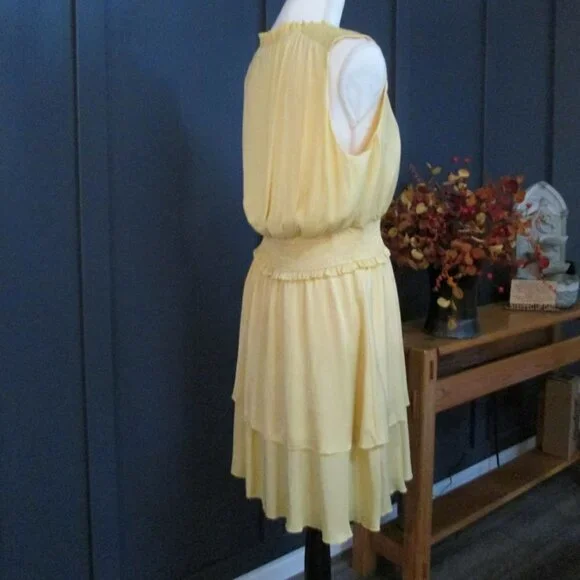 SAM EDELMAN Sleeveless Tiered Blouson Dress-Size 10-Banana NWT - Picture 2 of 14